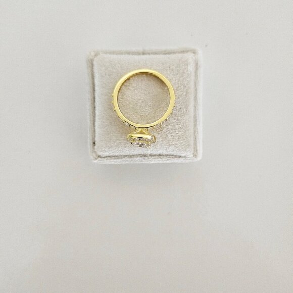 2 CT Elongated Cushion Cut Moissanite Ring - Sterling Silver Gold-Plated - Picture 5 of 5